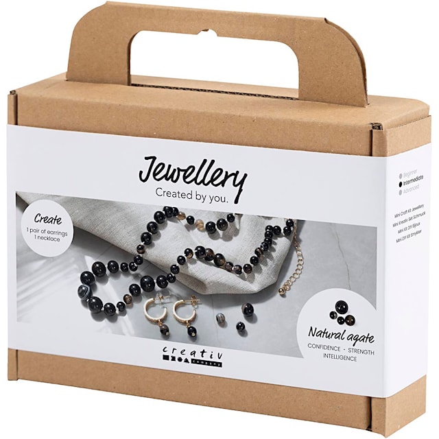 Produktbild 3 för DIY Kit Halsband och Örhängen Svart Agate Creativ Company