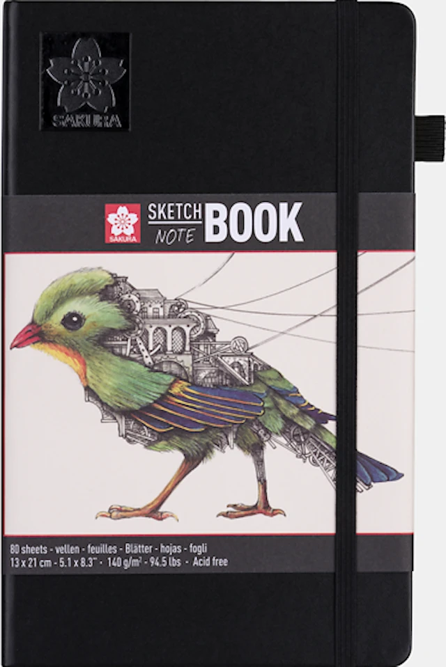 Skissbok 13x21 cm 80 sidor creme vitt papper 140g Sakura
