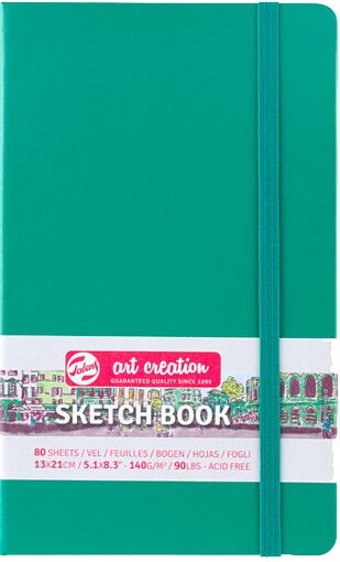 Skissbok Forest Green 13x21 cm 140g 80 creme vita sidor Talens Art Creation