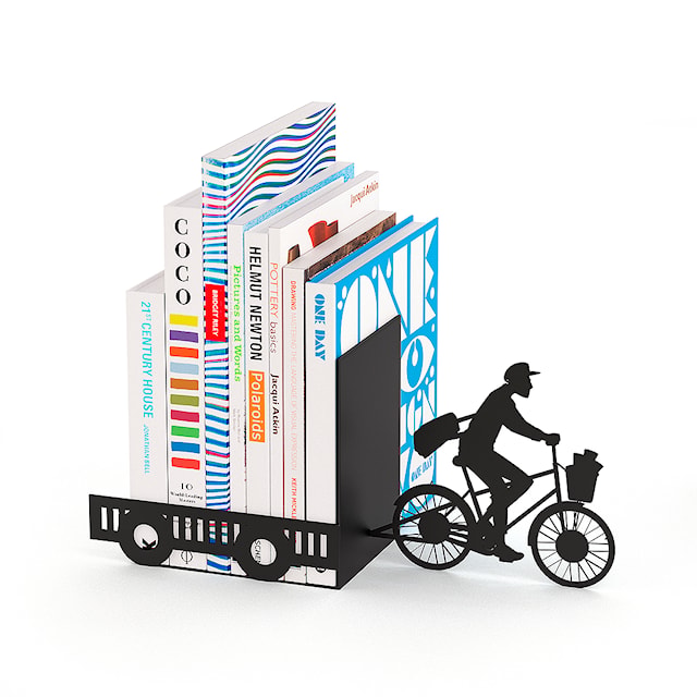 Tuotekuva 2 - Bookend Kirjekantaja Musta Metalli Balvi