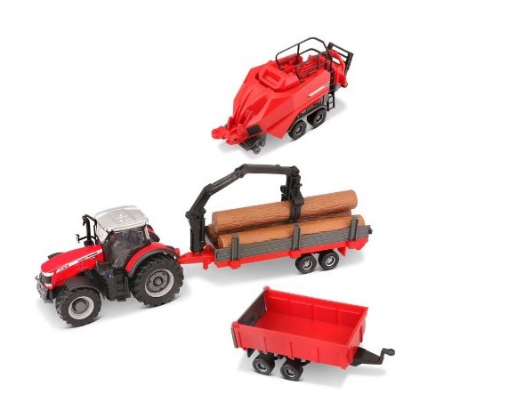 Massey Ferguson 8740s Jordbrukstraktor med 3 Släpvagnstillbehör 10 cm
