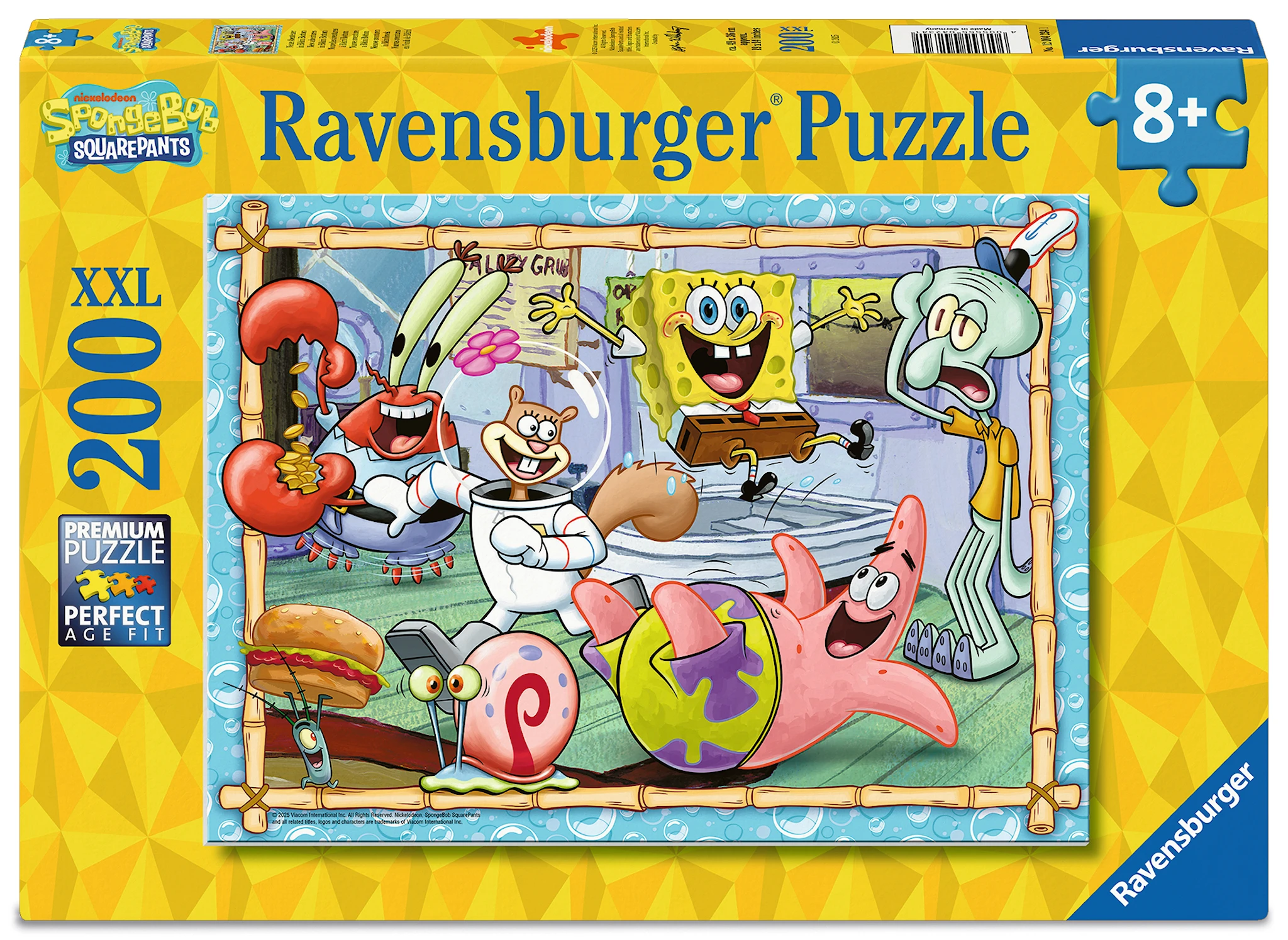 Produktbild för Nya äventyr med Svampbob Fyrkant Pussel 200 Bitar Ravensburger