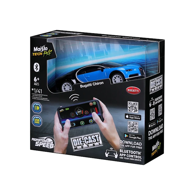 Tuotekuva 3 - Radio-Ohjattava Auto 1:41 Mini Metal Die-Cast Bluetooth RC Bugatti Chiron Window Box Maisto Tech