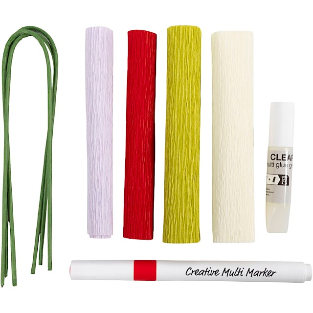 Tuotekuva 3 - Askartelusetti Mini Kreppipaperit, Kukat, pastellivärit, 1 pkk/ 1 pkt