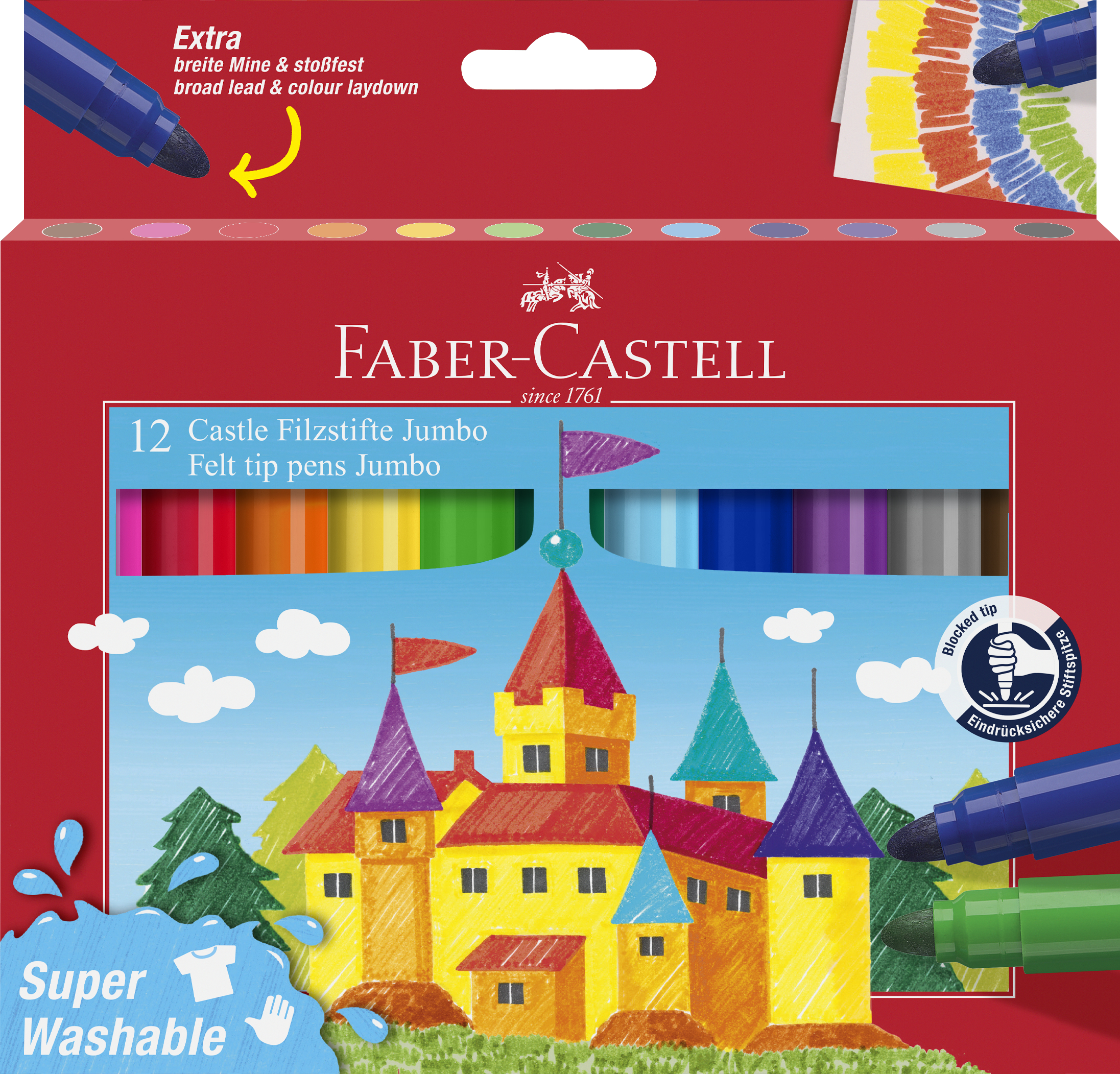 Fiberspetspenna Jumbo Castle 12-p, Faber-Castell