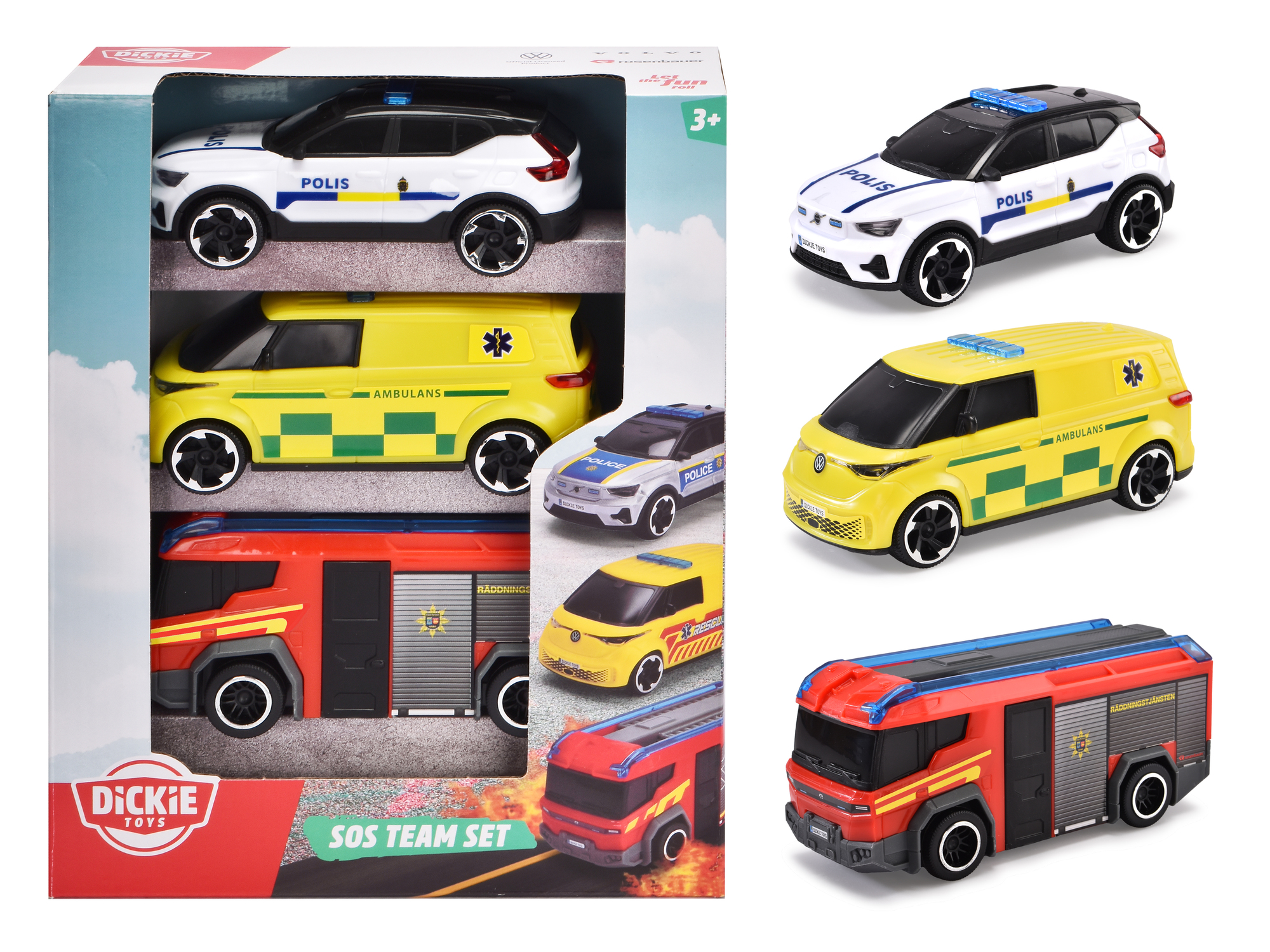 Dickie Toys 3-Pack Svenska Räddningsfordon