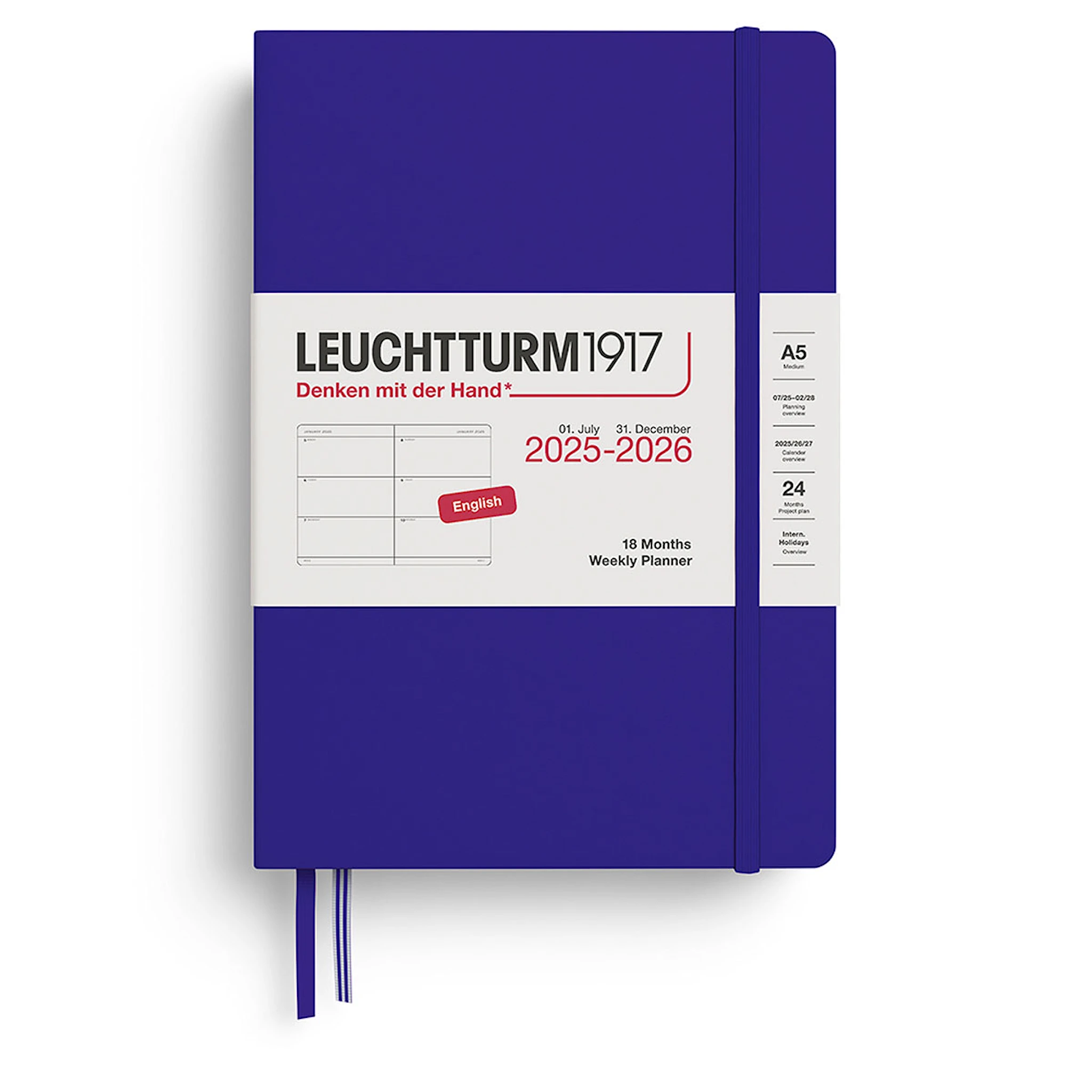 Tuotekuva ille Kalenteri A5 18kk 25–26 Viikkosuunnittelija Ink Leuchtturm1917