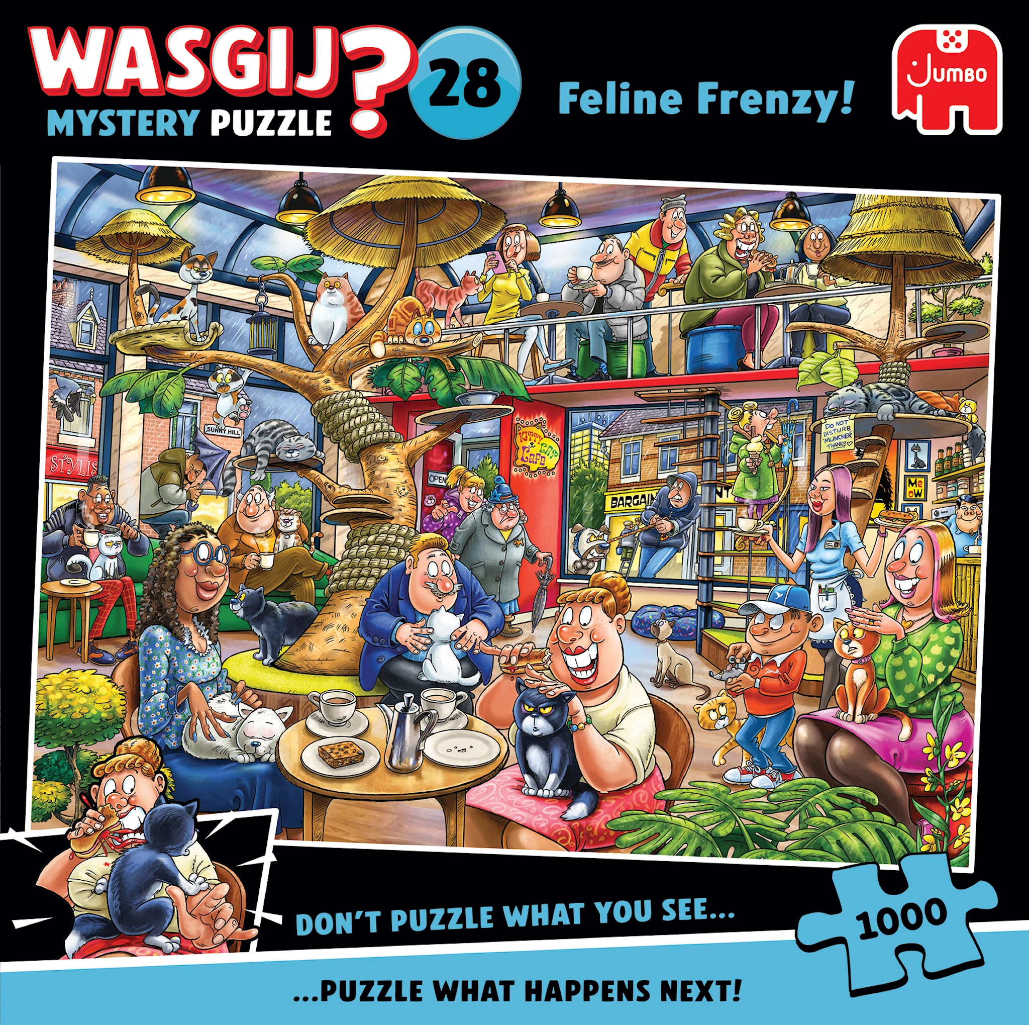 Tuotekuva ille Wasgij Mystery 28 -palapeli, kissavimma!, 1000 palaa