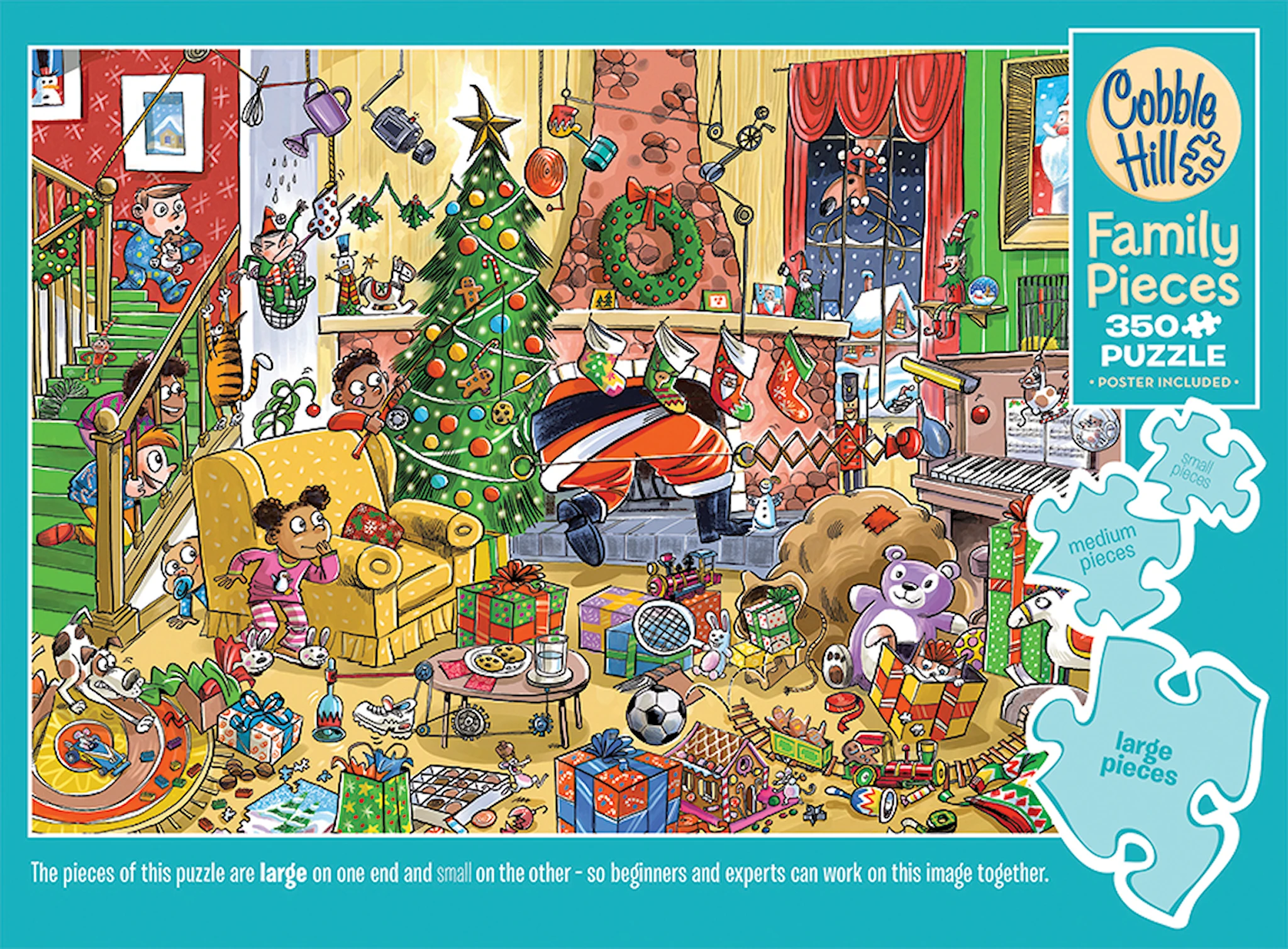 Produktbild för Pussel Catching Santa (Family) 350 bitar, Cobble Hill