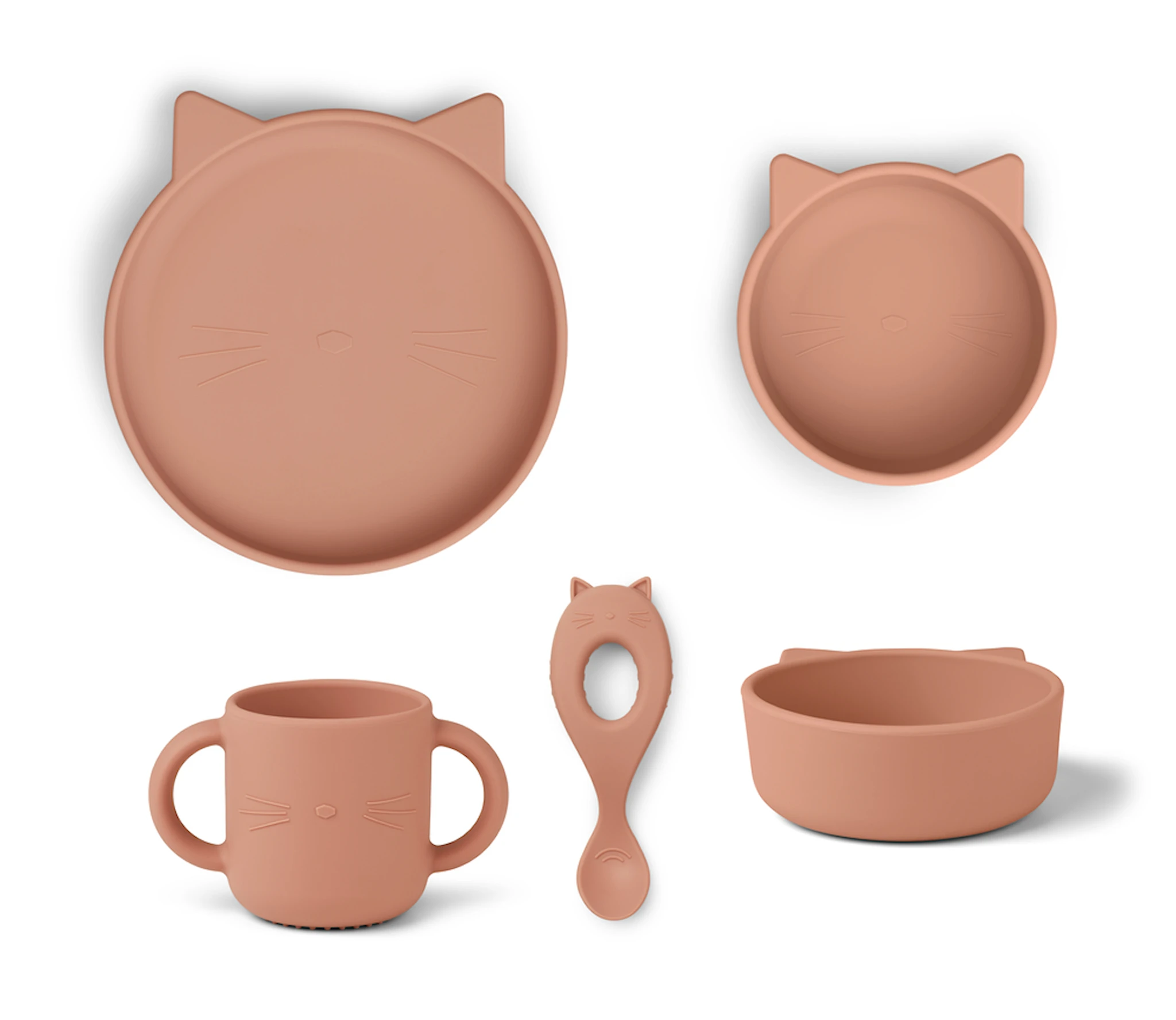 Produktbild för Vivi Barnservis i Silikon Cat Dark Rose Liewood