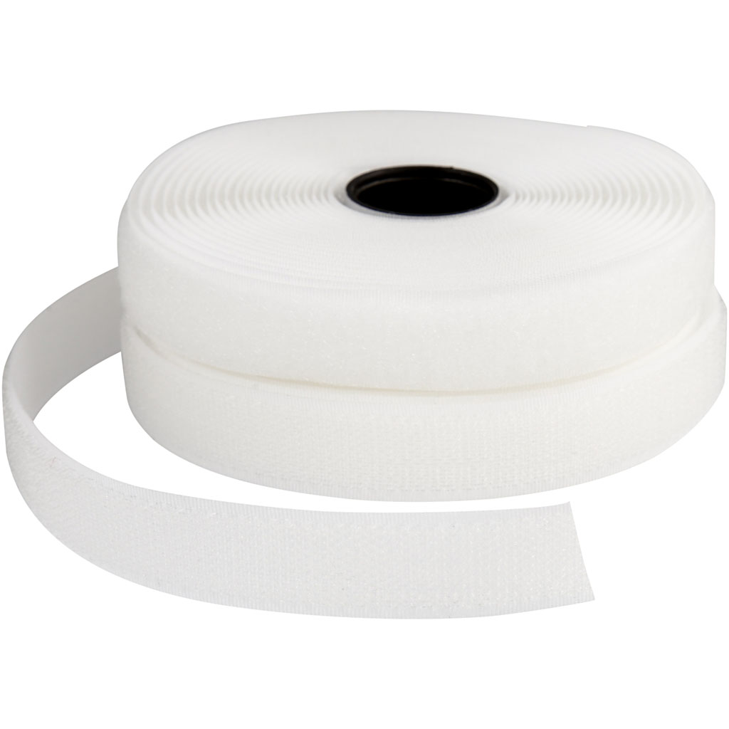 Kardborreband 20 mm x 5 m Vit