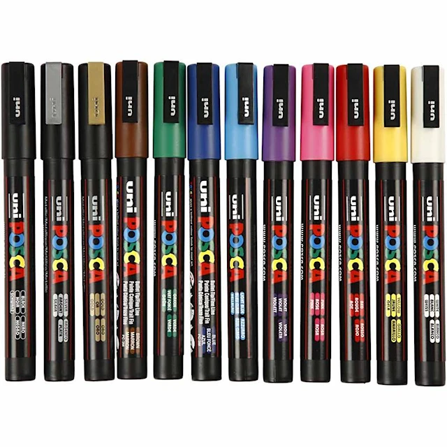 Posca Marker, nro PC-3M, paksuus 0,9-1,3 mm, fine, värilajitelma, 12 kpl/ 1 pkt