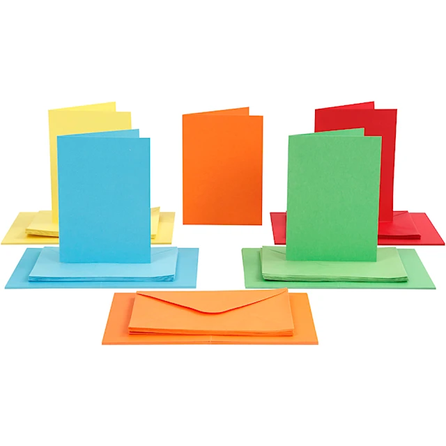 Kort och Kuvert Primärfärger 10,5 x 15 cm 50-pack