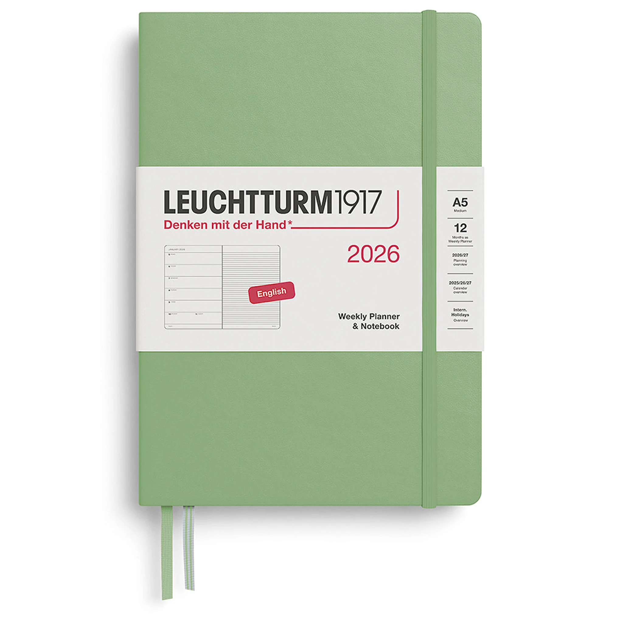 Tuotekuva ille Weekly Planner & Notebook 2026 A5 Sage Leuchtturm1917