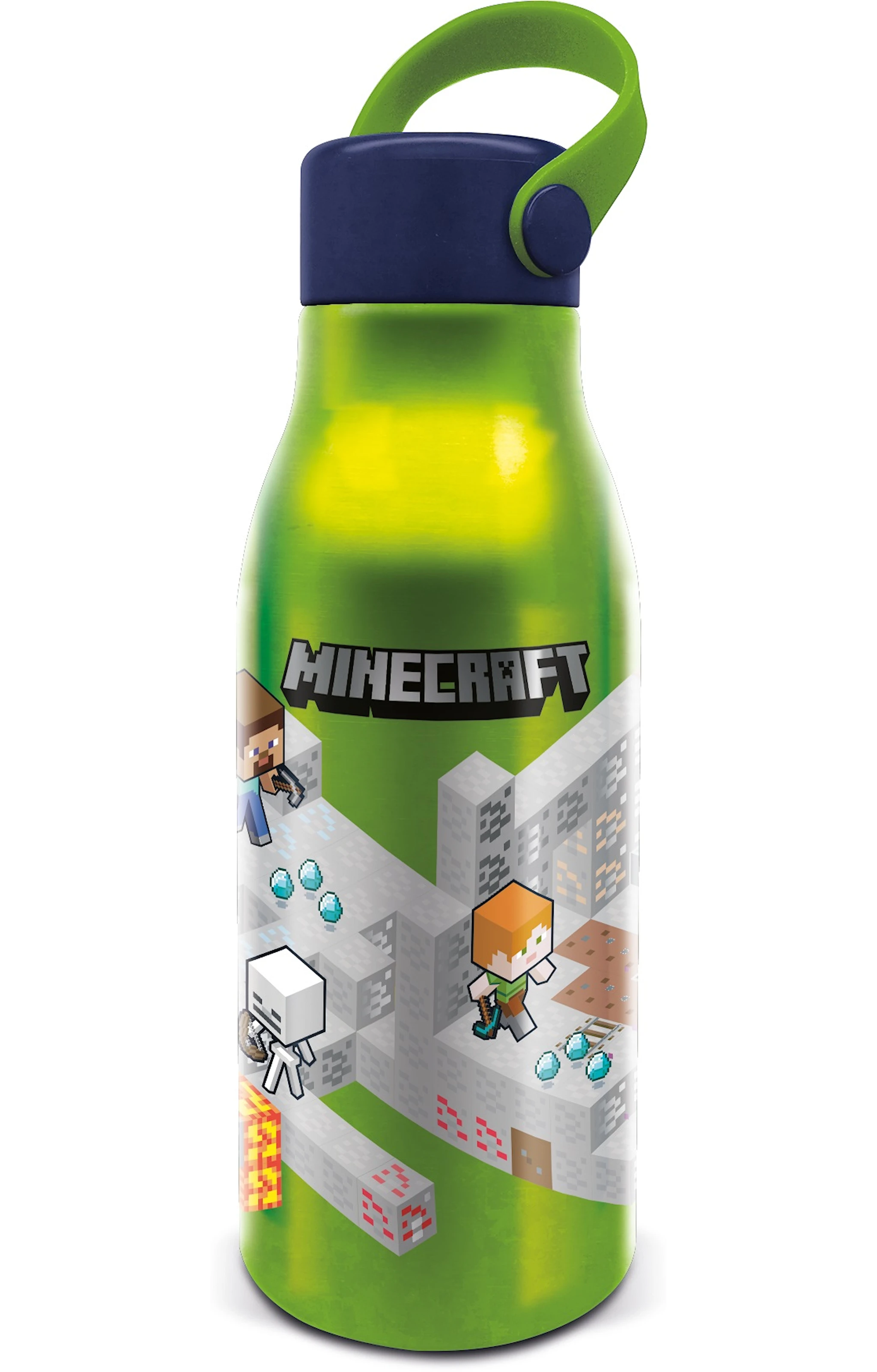 Produktbild för Minecraft Vattenflaska Aluminium med Handtag