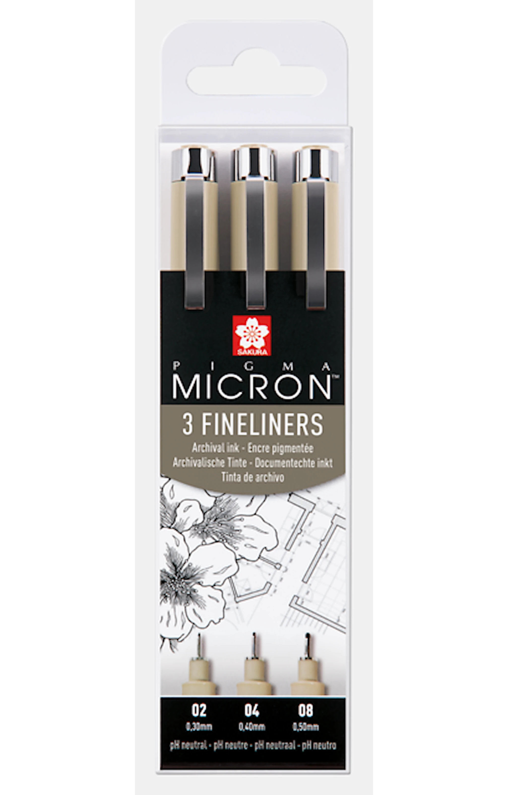 Tuotekuva ille Sakura Pigma Micron Wallet 3 Fineliners Black