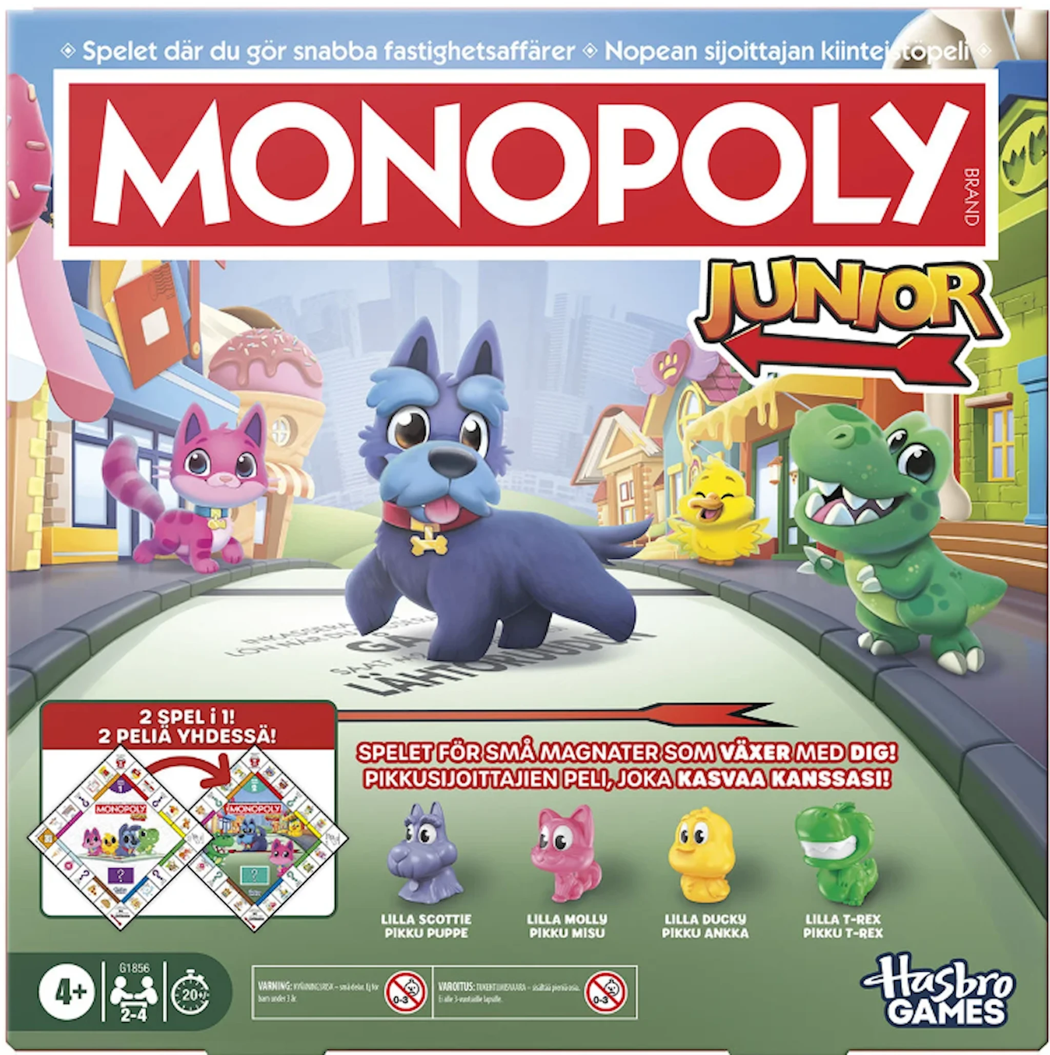 Produktbild för Hasbro Monopoly Junior Square 2-i-1 (SE/FI)