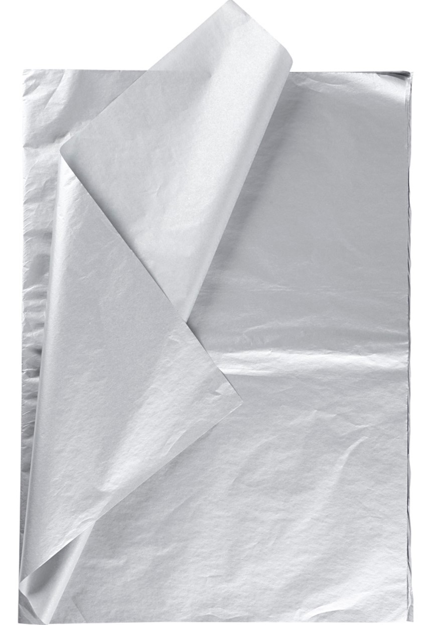 Silkespapper, ark 50x70 cm, 17 g, silver, 6 ark/ 1 f&ouml;rp.