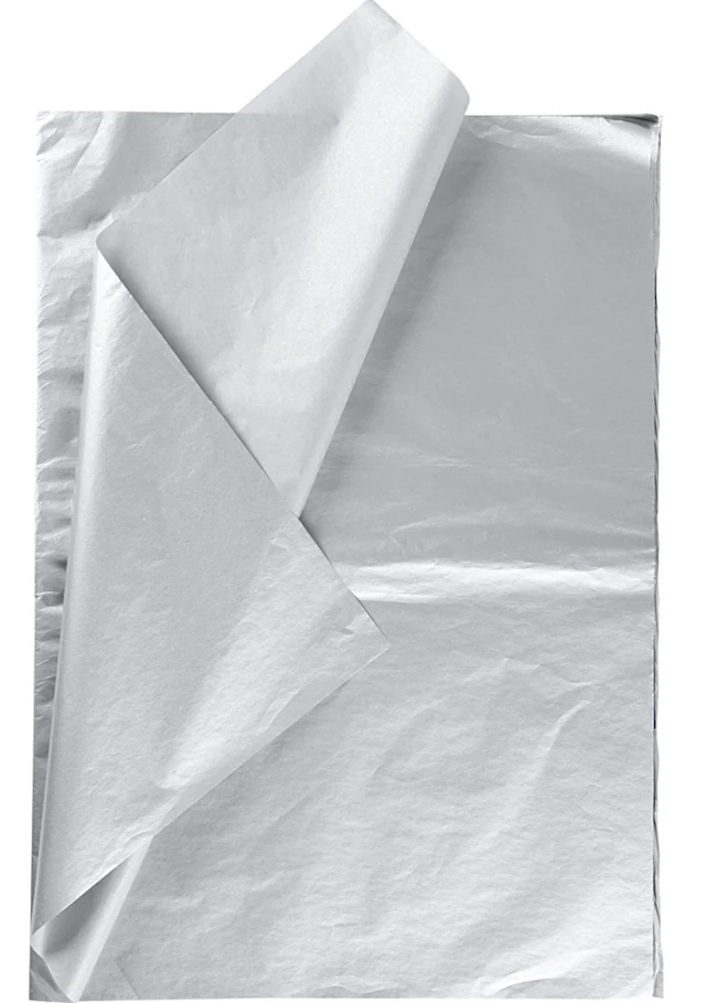 Silkespapper, ark 50x70 cm, 17 g, silver, 6 ark/ 1 förp.