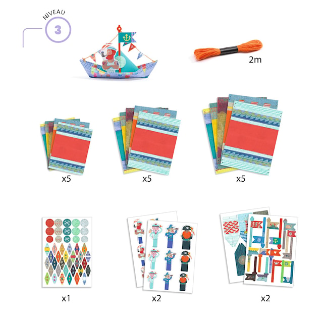 Produktbilde 4 for Origami flytende båter 15 ark flaggklistremerker Djeco