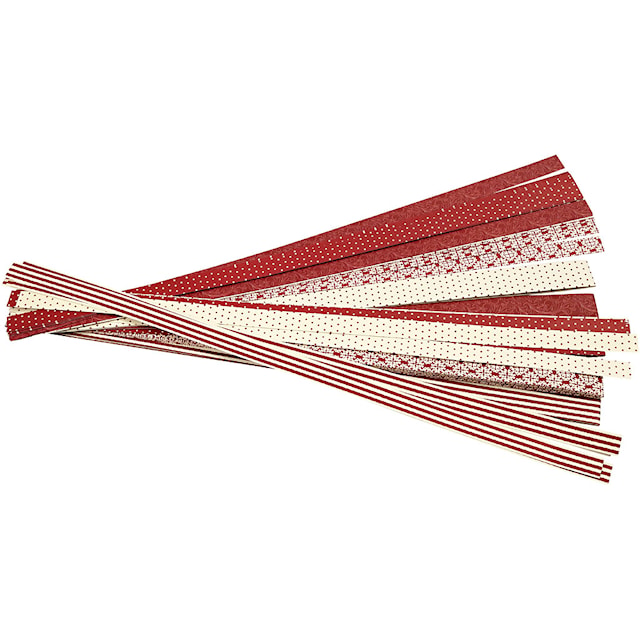 Produktbilde 6 for Stjernestrimler, L: 44+78 cm, dia. 6,5+11,5 cm, B: 15+25 mm, rød, hvit, 60 strimler/ 1 pk.