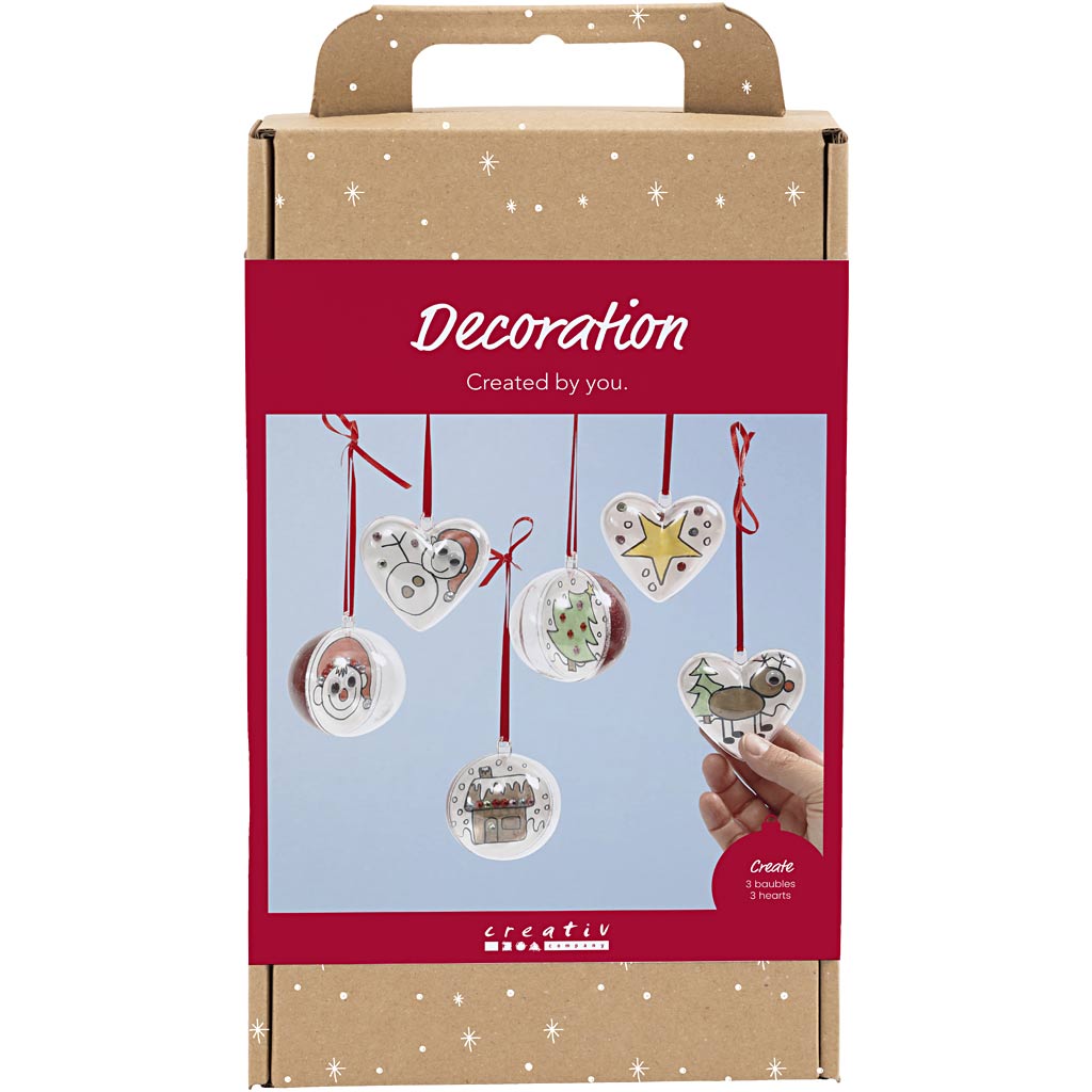 Pyssla Julgranskulor och hj&auml;rtan med inv&auml;ndig dekoration 6-pack Creativ Company