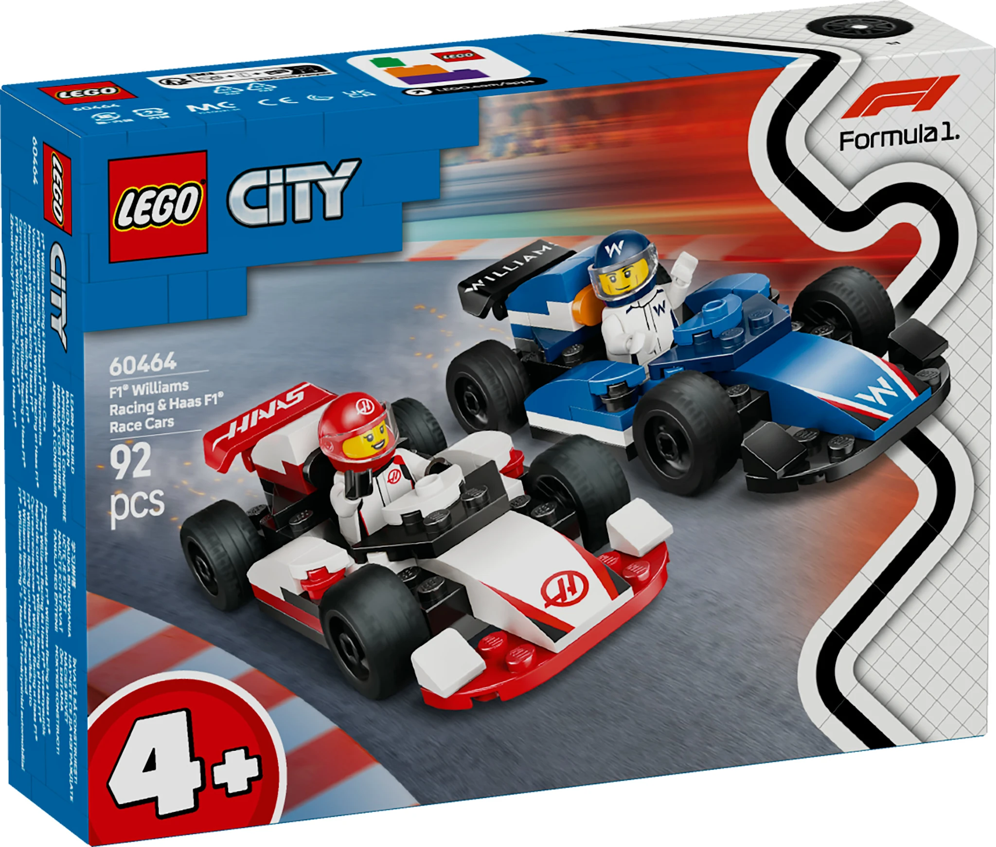 Tuotekuva ille F1®-kilpa-autot Williams Racing ja Haas F1® LEGO® City (60464)