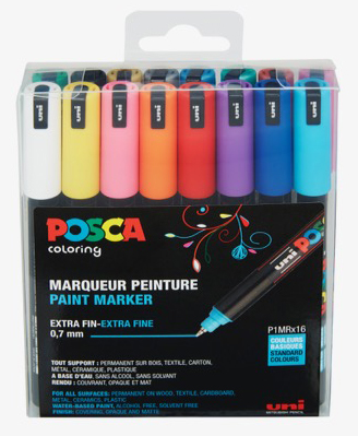 Posca Marker Set 16 kpl Sekoitettuja Värejä PC-1MR Kärki 0,7 mm