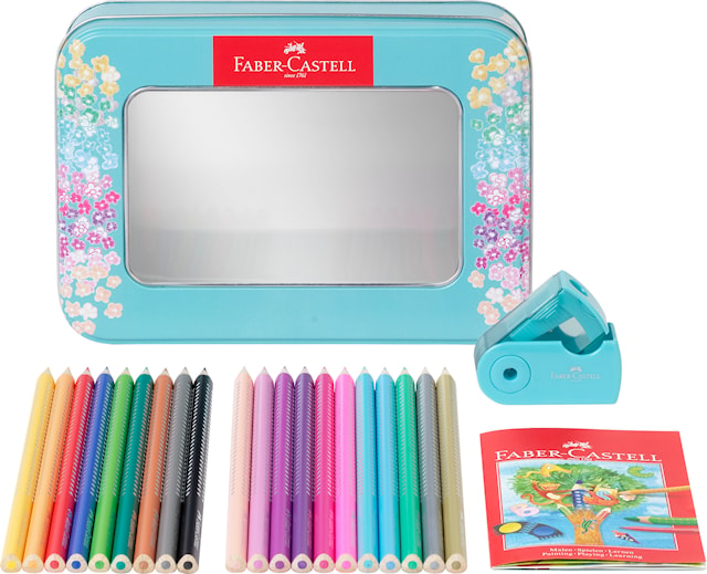 Produktbild 2 för Färgpennor Sparkle Metalletui med vässare, 20-p FSC, Faber-Castell