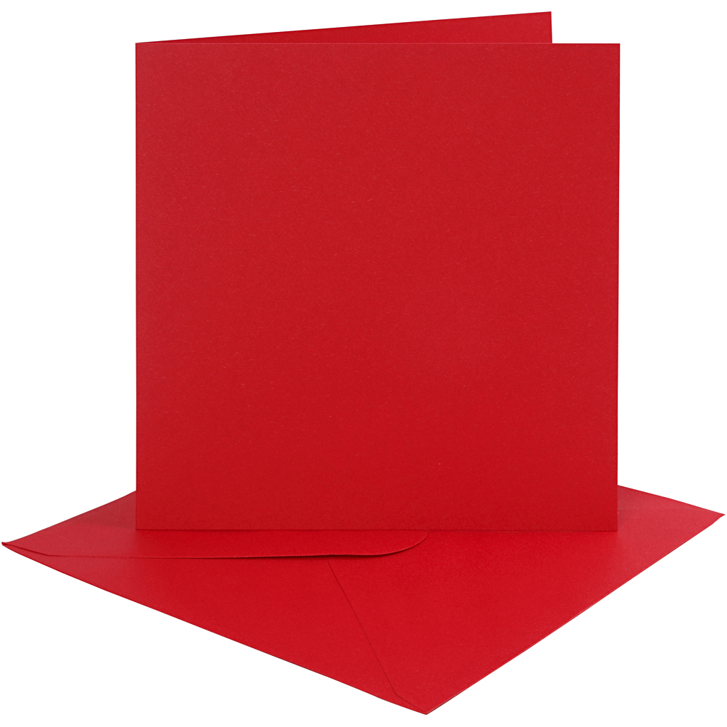 Kort och Kuvert Rött 15,2x15,2 cm 4-pack
