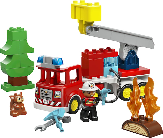 Produktbild 2 för Brandbil med slang och brandman LEGO DUPLO Town (10473)