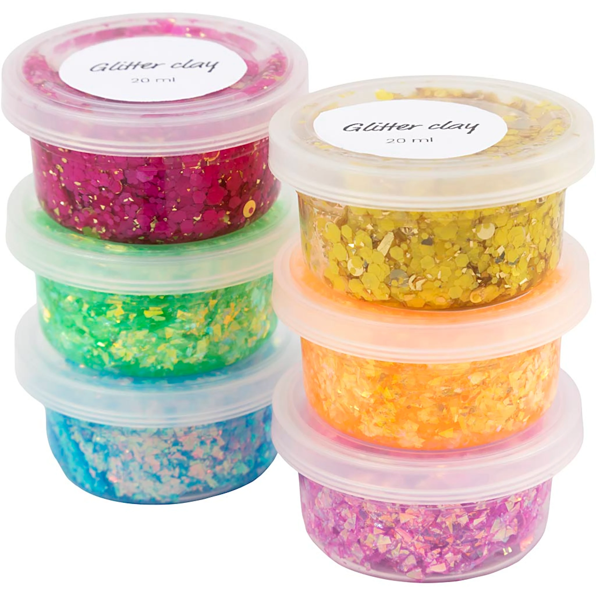 Tuotekuva ille Glitter Clay -kimallemassa, iloiset värit, 6x20 g/ 1 pkt