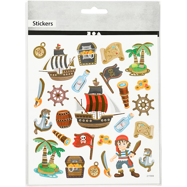 Produktbild 2 för Klistermärken, pirater, ark 15x16,5 cm, 1 ark