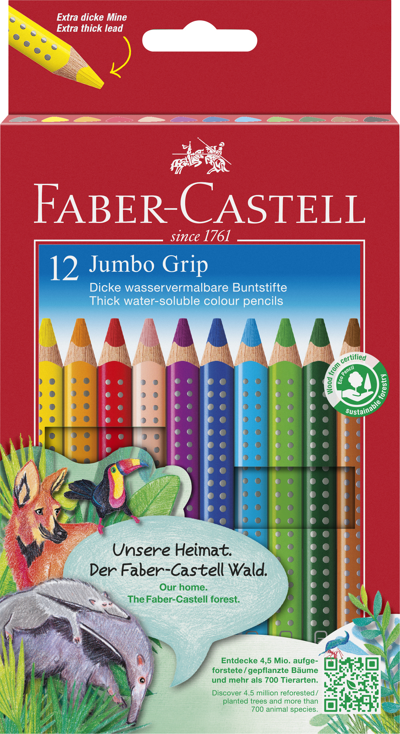 Färgpenna Grip Jumbo 12 färger Faber-Castell