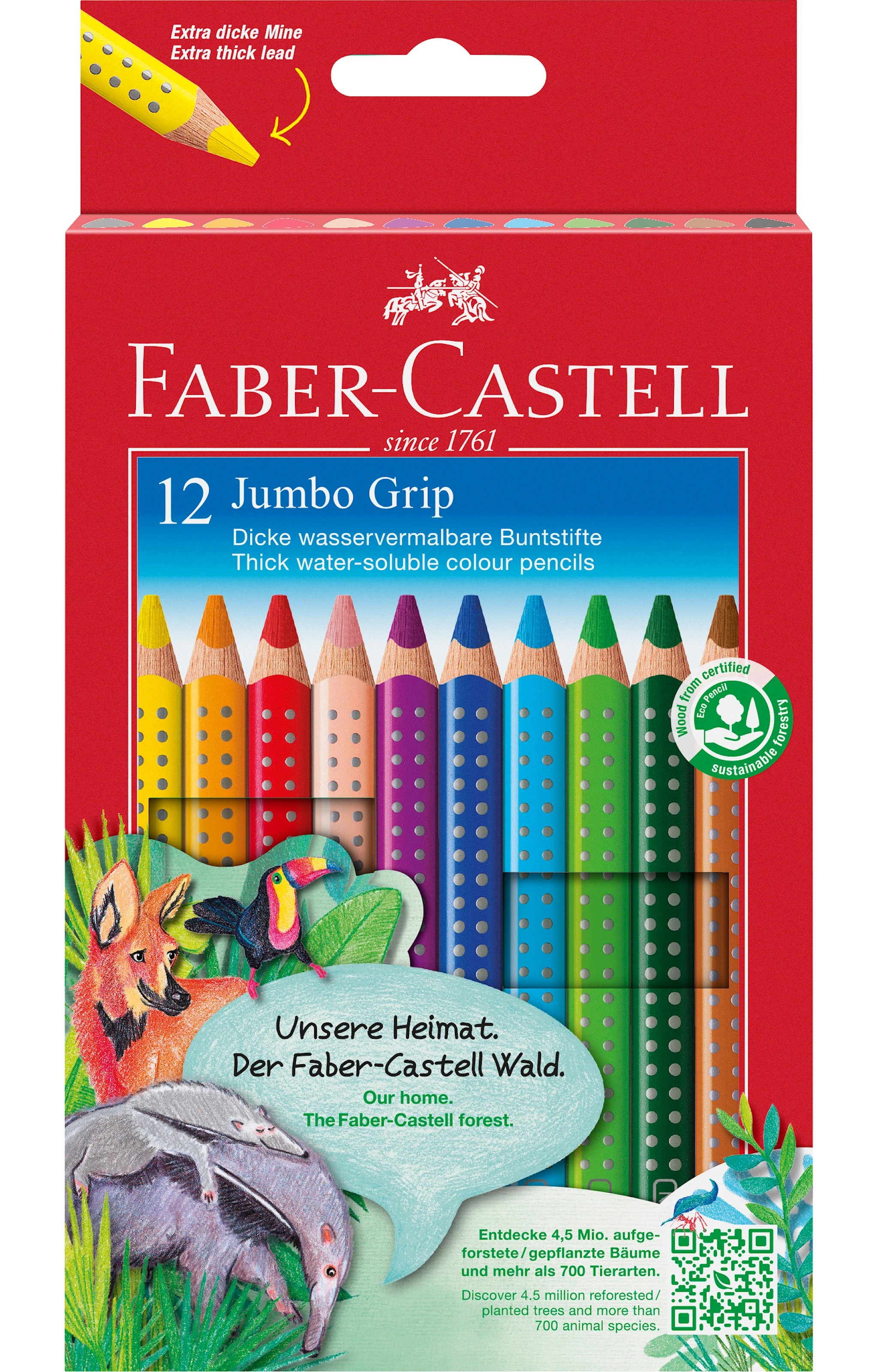 Produktbilde for Färgpenna Jumbo Grip 12 färger Faber-Castell