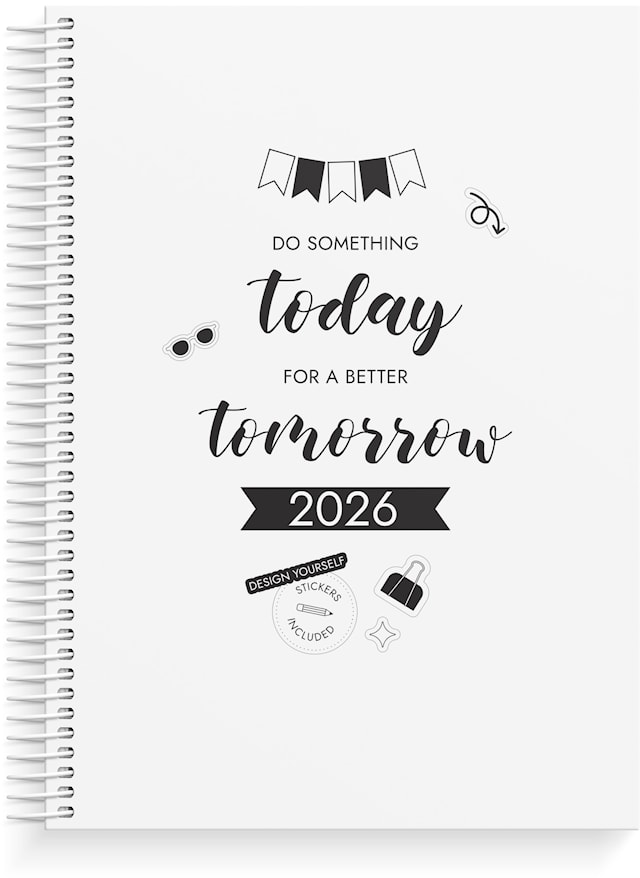 Produktbilde 1 for Kalender 2026 B5 Doodle Vit Burde