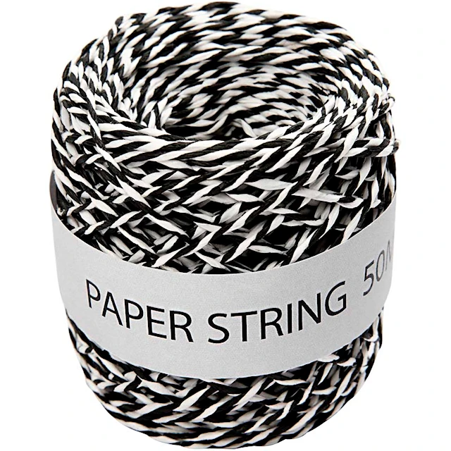 Paperinaru, paksuus 1 mm, musta/valkoinen, 50 m/ 1 rll