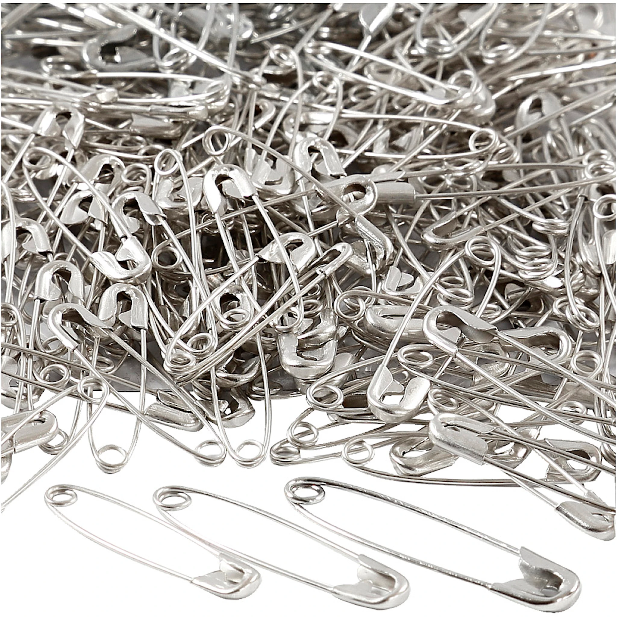 Produktbilde for Sikkerhetsnåler, L: 28+31+36 mm, tykkelse 0,7-0,8 mm, sølv, 600 stk./ 1 pk.