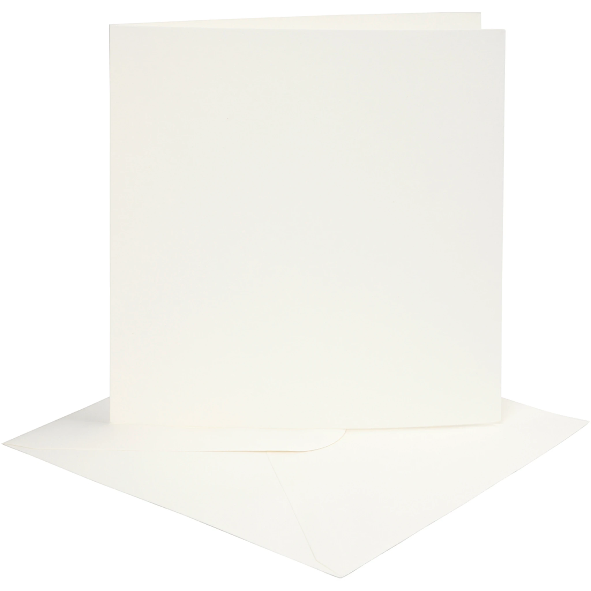 Produktbilde for Kort og konvolutter, kort str. 15,2x15,2 cm, konvolutt str. 16x16 cm, 220 g, råhvit, 4 sett/ 1 pk.