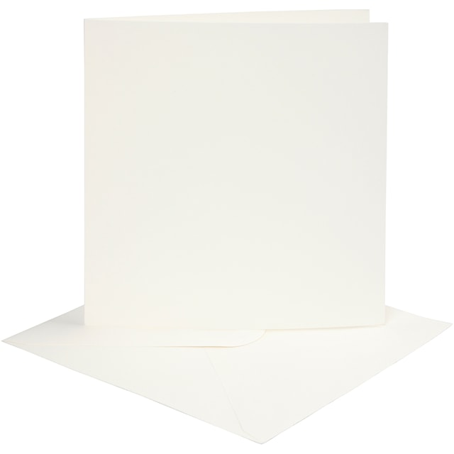 Tuotekuva 1 - Korttipohja-/kirjekuoripakkaus, kortin koko 15,2x15,2 cm, kirjekuoren koko 16x16 cm, 220 g, luonnonvalkonen, 4 set/ 1 pkt
