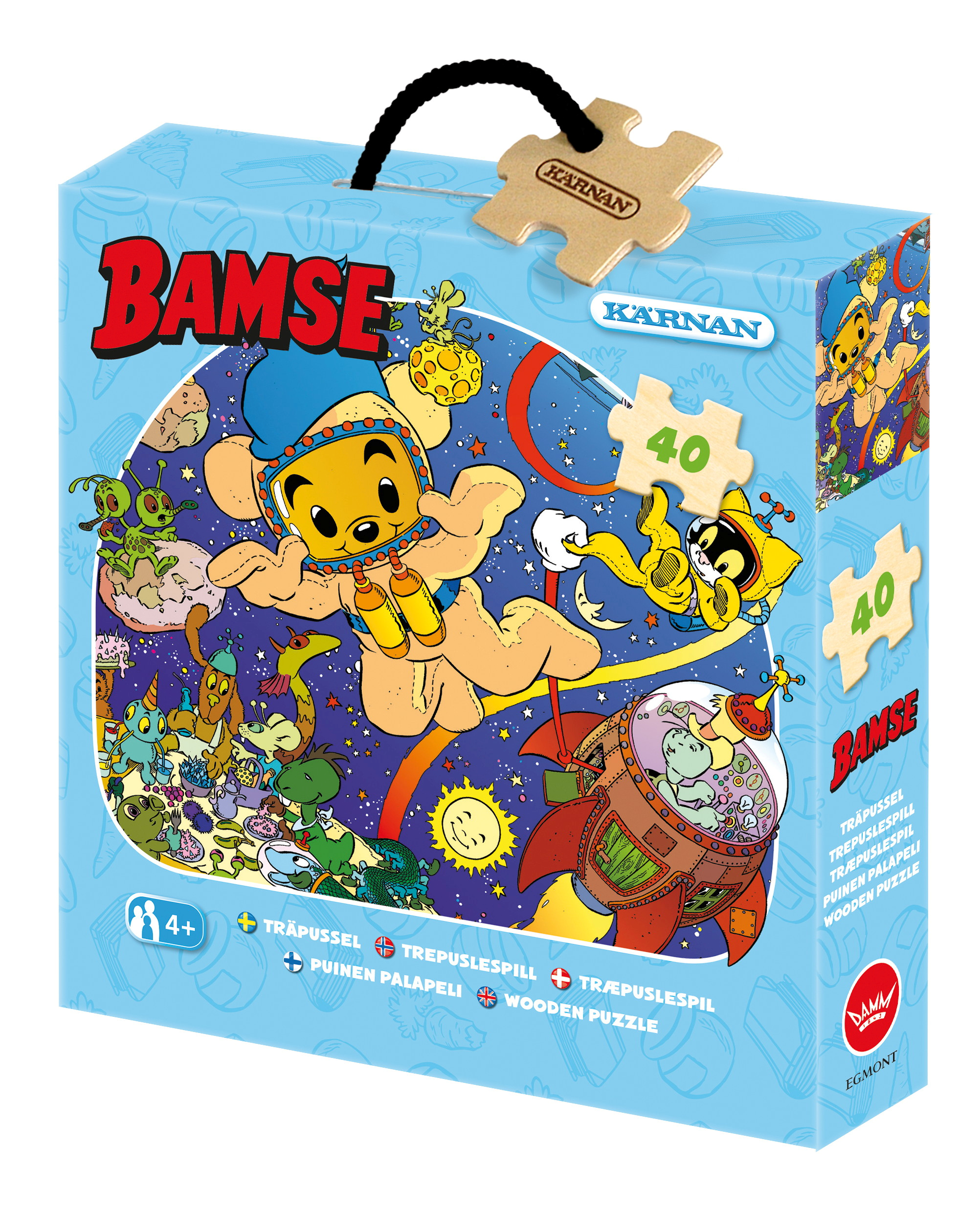 Träpussel Bamse i Rymden 40 bitar, Kärnan