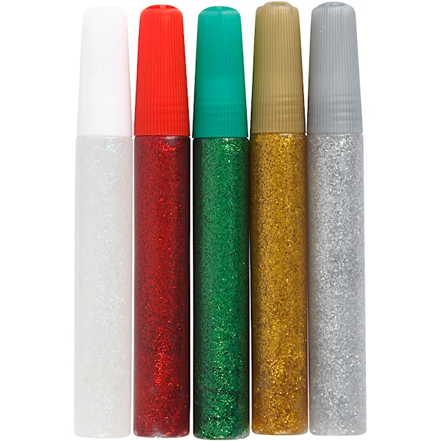 Glitterlim mixade färger jul 5-pack