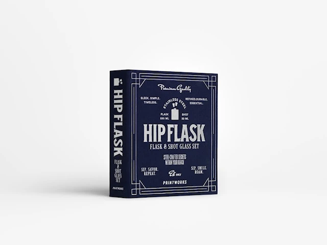 The Essentials Hip Flask Dark Blue Printworks