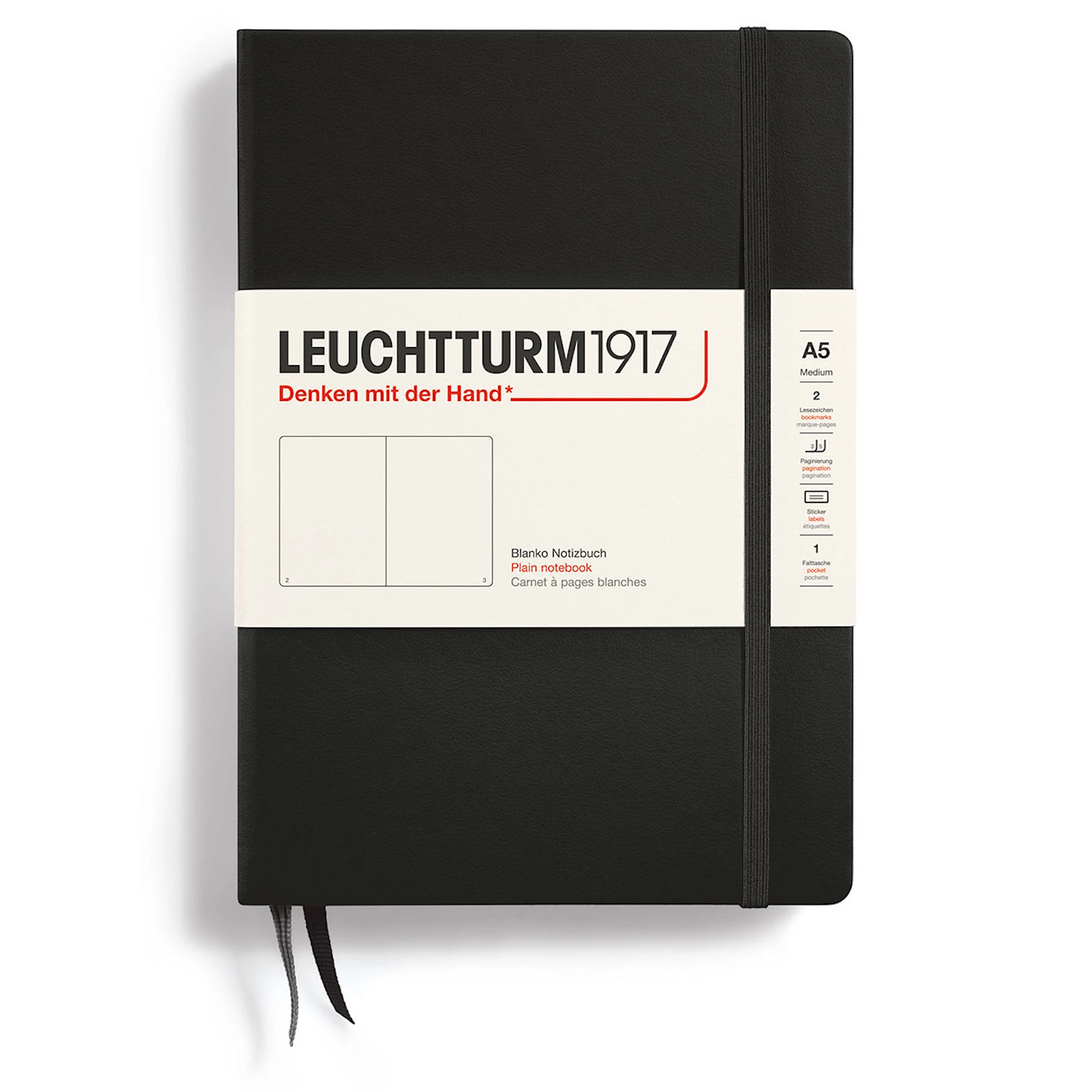 Tuotekuva ille Muistikirja A5 Kovakantinen Linjaton Musta Leuchtturm1917