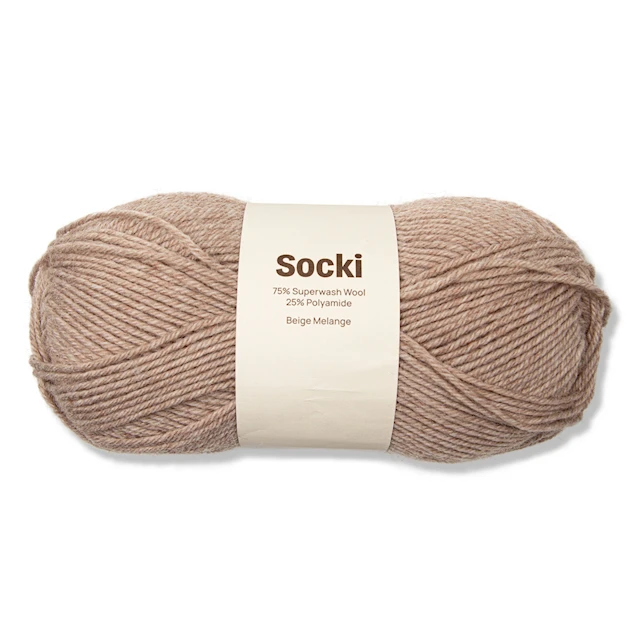 Socki Lanka Yksivärinen Villasekoitus 100 g Beige Melange A052 Adlibris