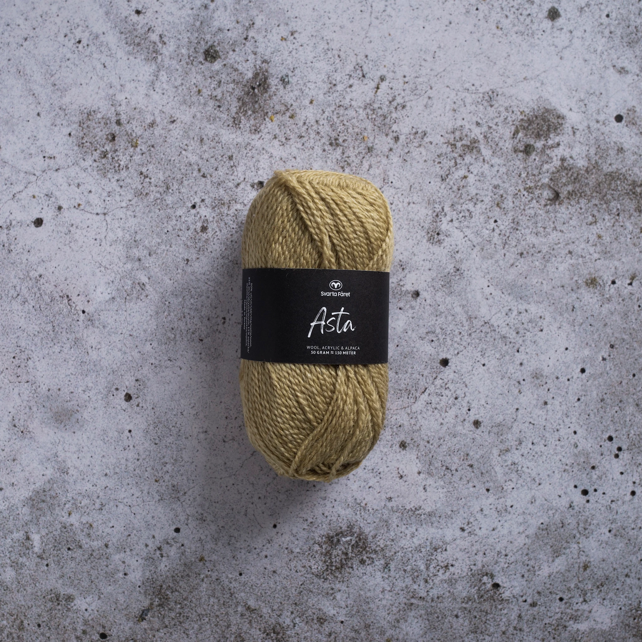 Produktbild för Asta Garn Ullmix 50 g Ljus oliv Svarta Fåret