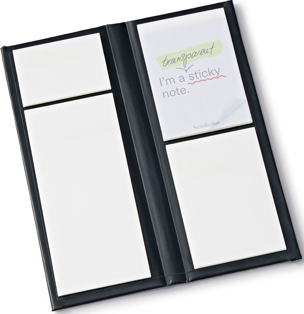 Notisflikar transparenta i PP tre storlekar 200 st Semikolon