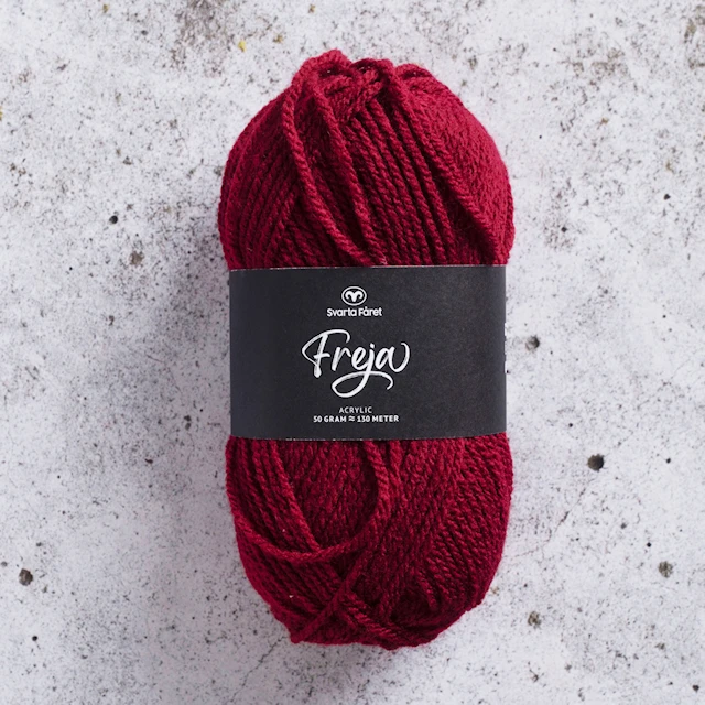 Freja Garn Akryl 50 g vinröd 47 Svarta Fåret