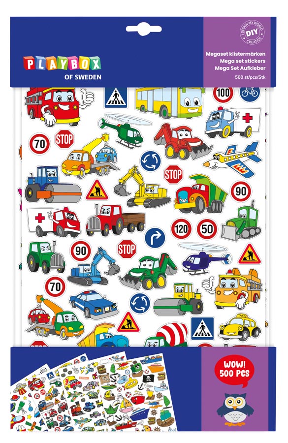Klistermärken Mega Set Fordon 500-p, Playbox