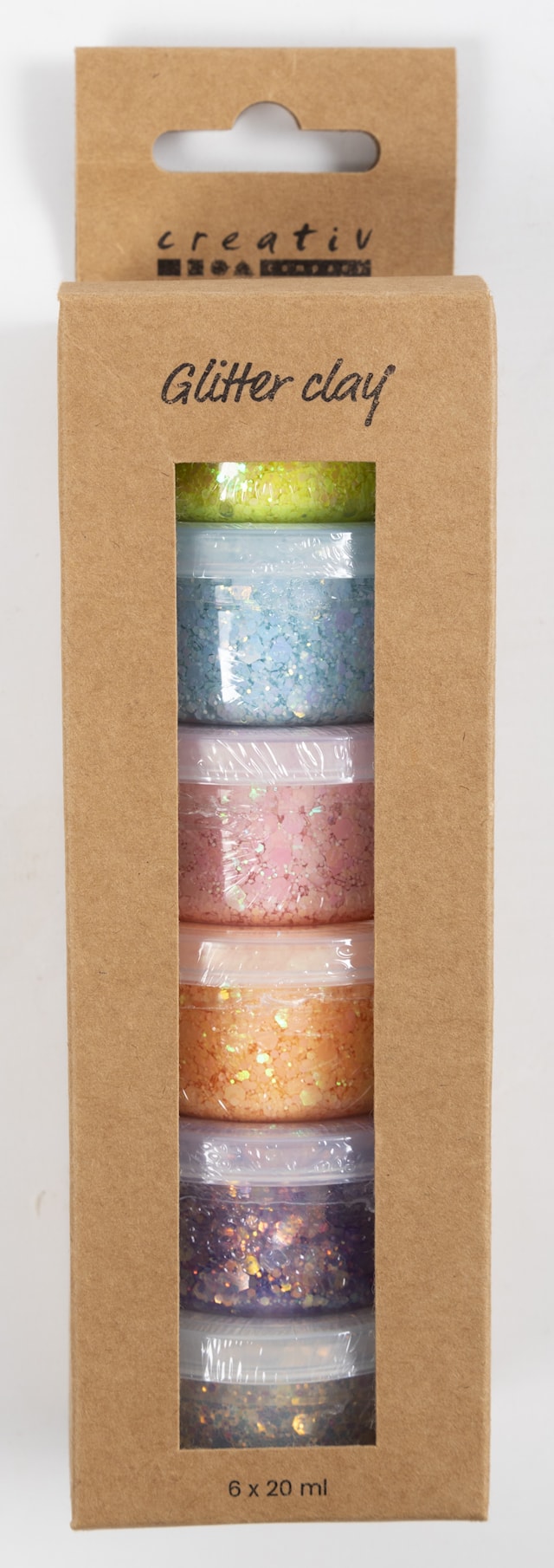 Tuotekuva 7 - Glitter Clay -kimallemassa, pastellivärit, 6x20 g/ 1 pkt